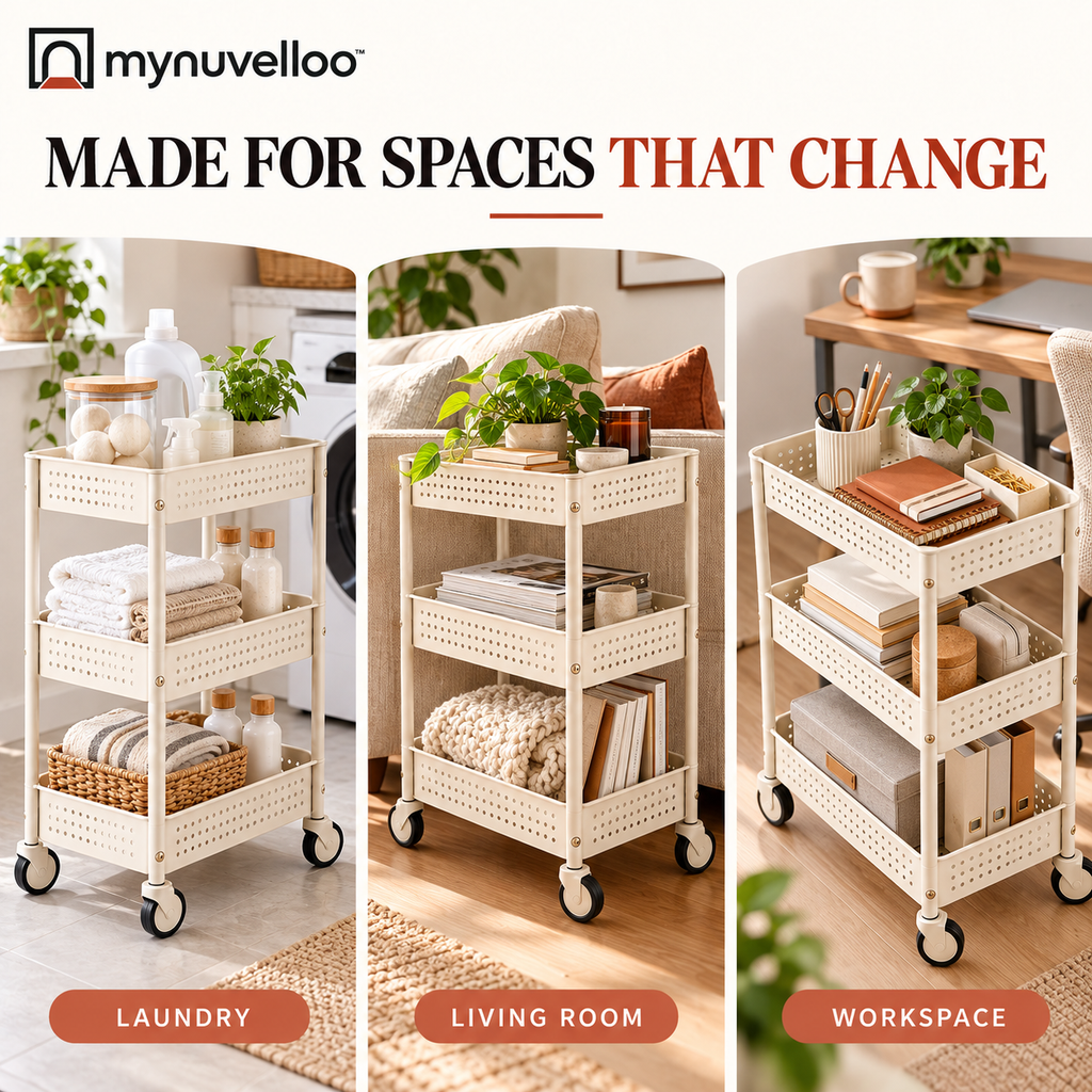 🛒 Three-Tier Rolling Storage Cart – Roll It Anywhere, Store Everything