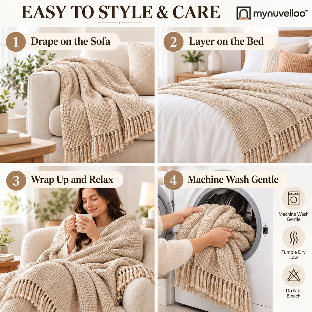 ☁️ Lightweight Throw Blanket – Cozy Layering All Year Long