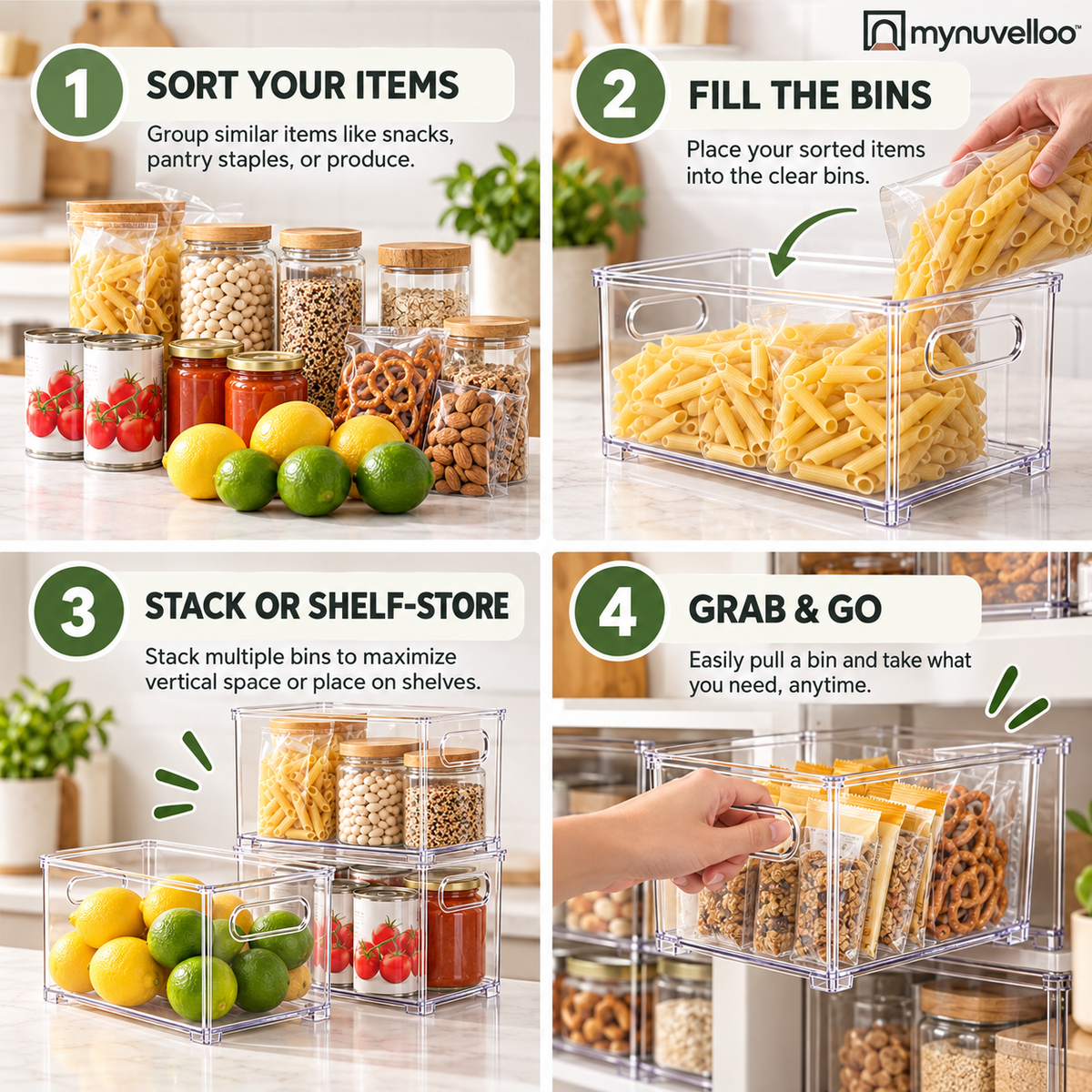 📦 Stackable Pantry Storage Bins – Pantry Goals: Stacked & Sorted