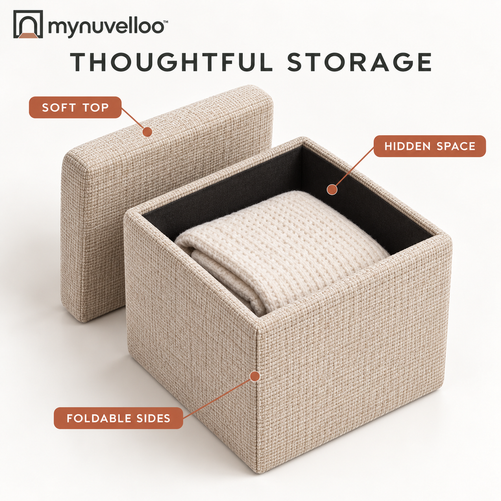 🧺 Collapsible Storage Ottoman – Fold It, Stash It, Love It
