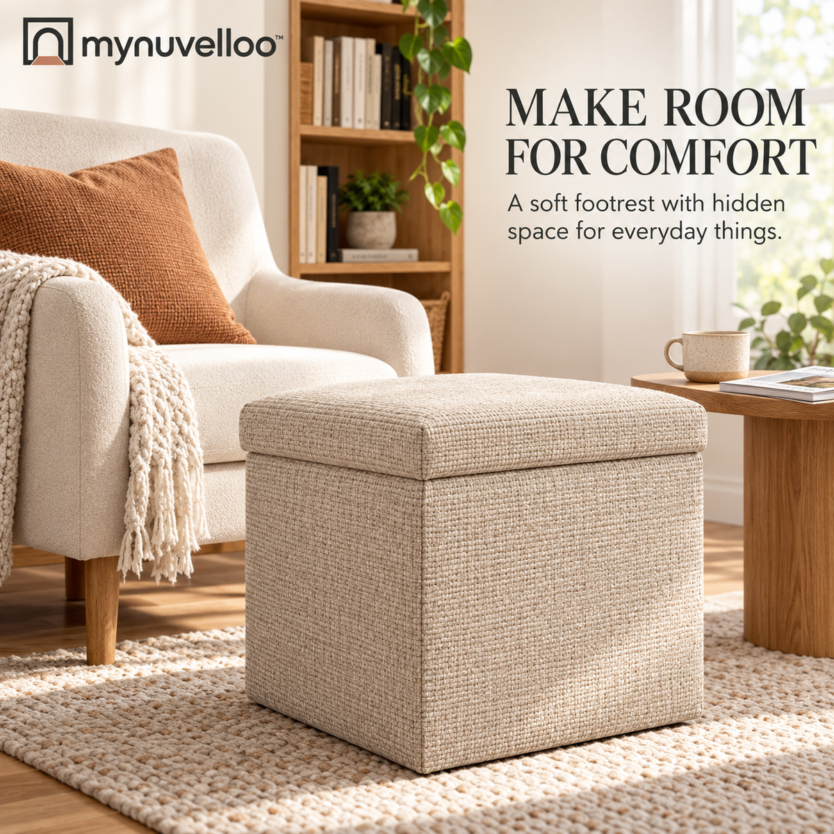🧺 Collapsible Storage Ottoman – Fold It, Stash It, Love It