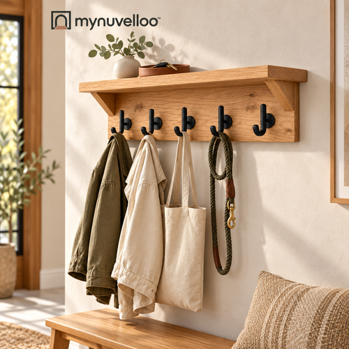 ✨ Wall-Mounted Entryway Shelf with Hooks – Your Drop Zone, Done Right