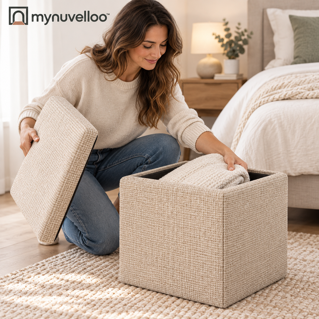 🧺 Collapsible Storage Ottoman – Fold It, Stash It, Love It