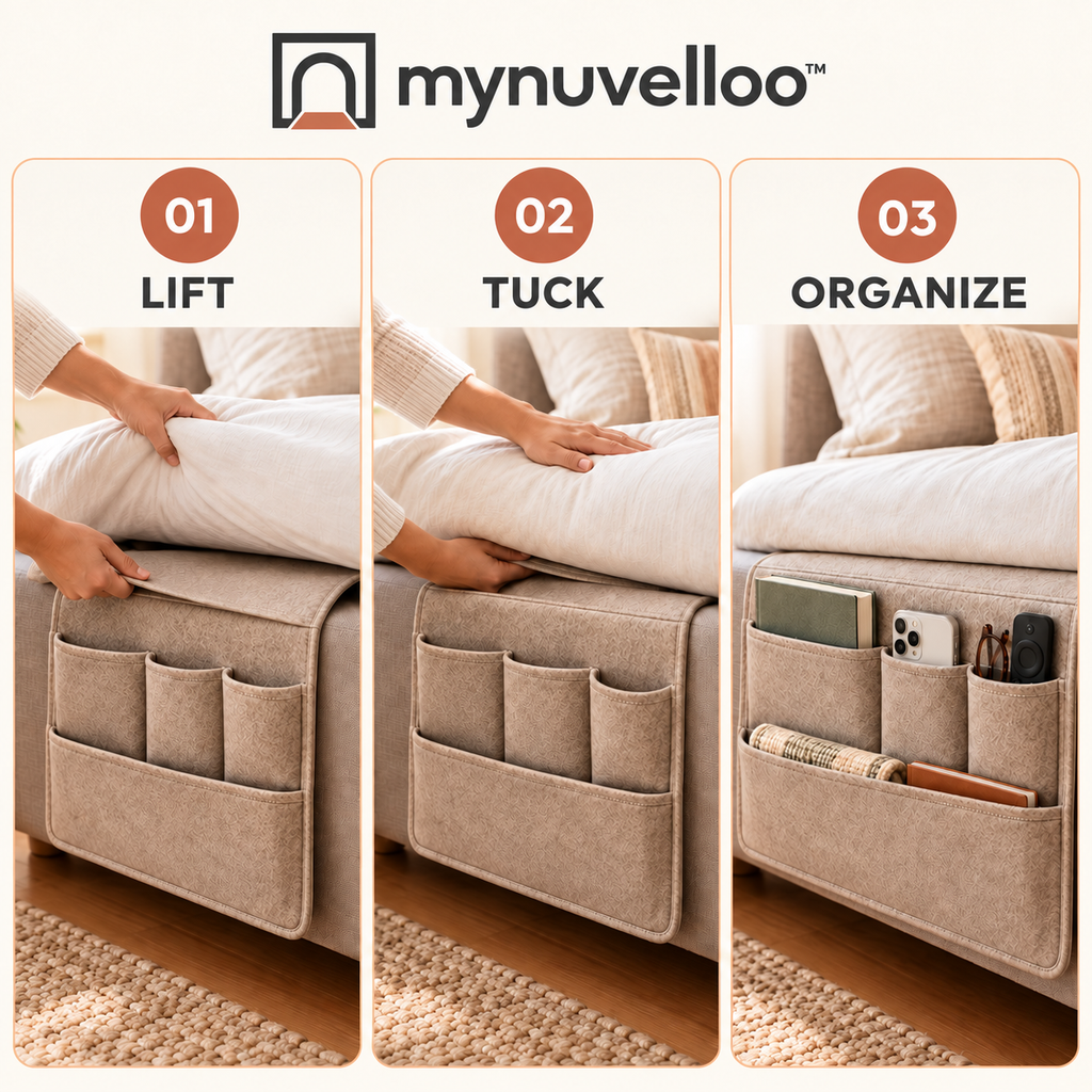 🛏️ Bedside Storage Caddy – Keep Nightstand Essentials Close
