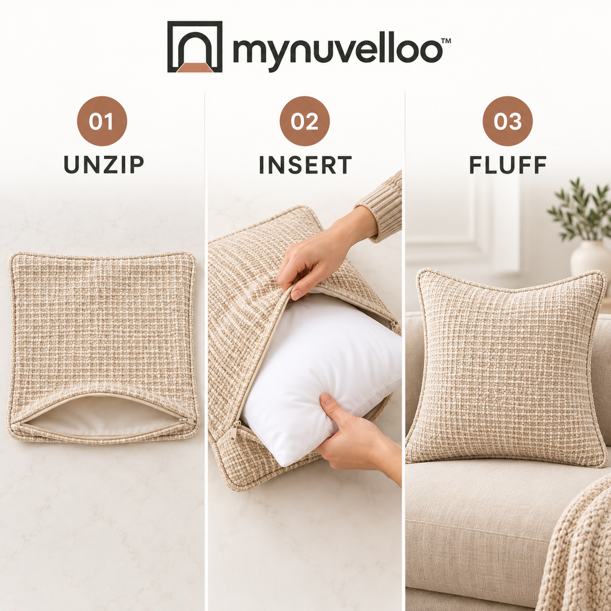 🛋️ Textured Throw Pillow Covers – Instant Couch Glow-Up