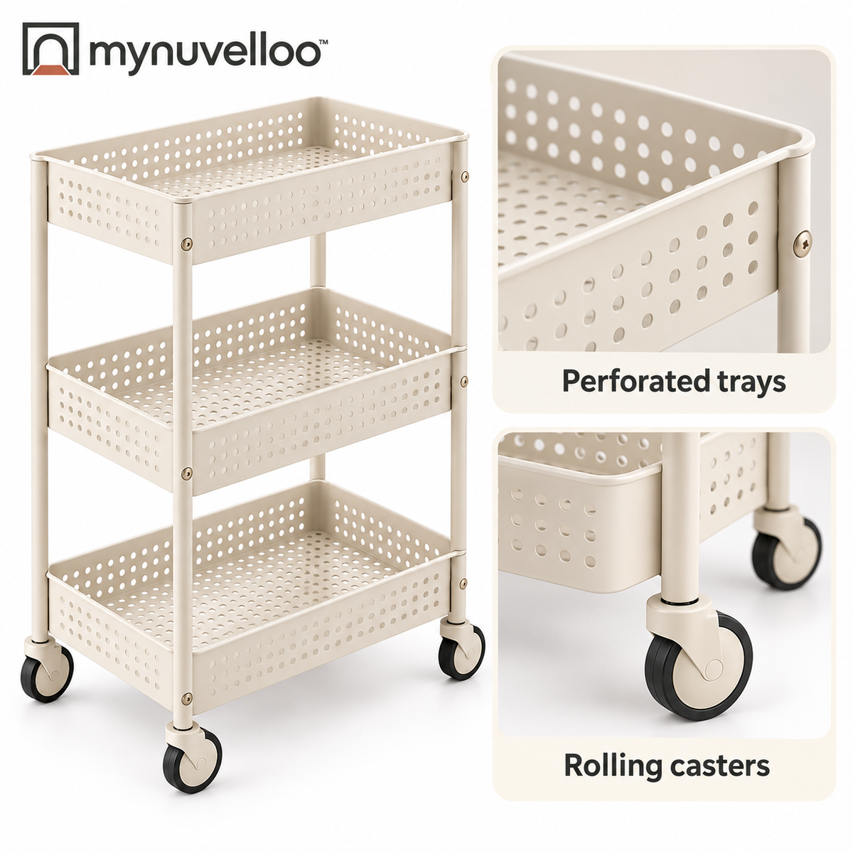🛒 Three-Tier Rolling Storage Cart – Roll It Anywhere, Store Everything