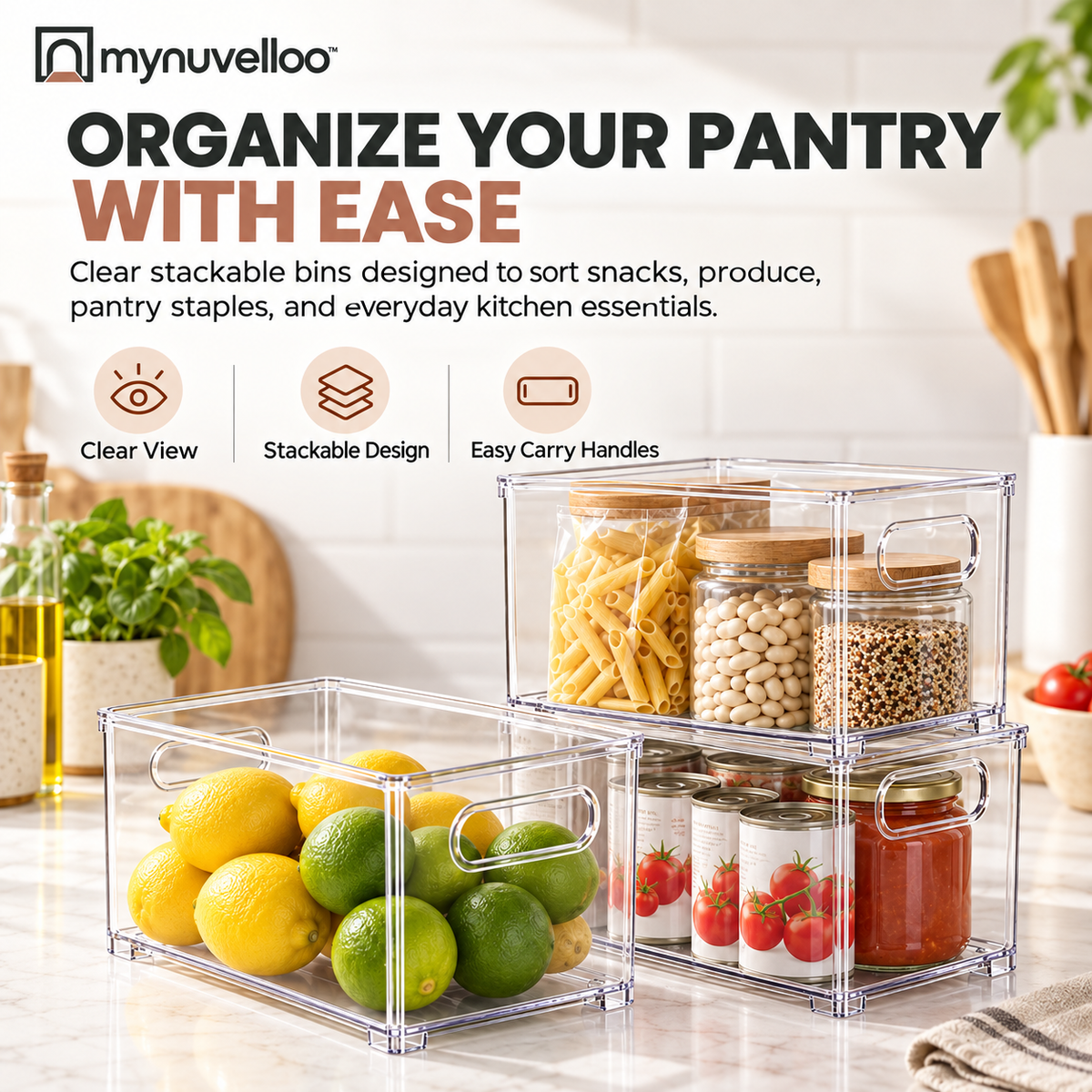 📦 Stackable Pantry Storage Bins – Pantry Goals: Stacked & Sorted