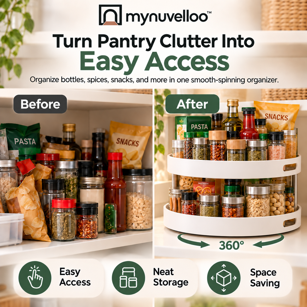 🔄 Rotating Pantry Organizer – No More Digging in the Back
