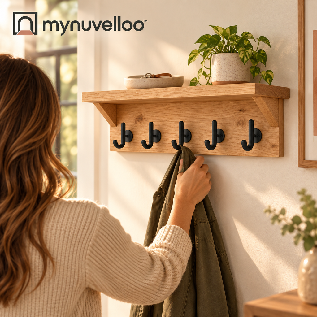 ✨ Wall-Mounted Entryway Shelf with Hooks – Your Drop Zone, Done Right