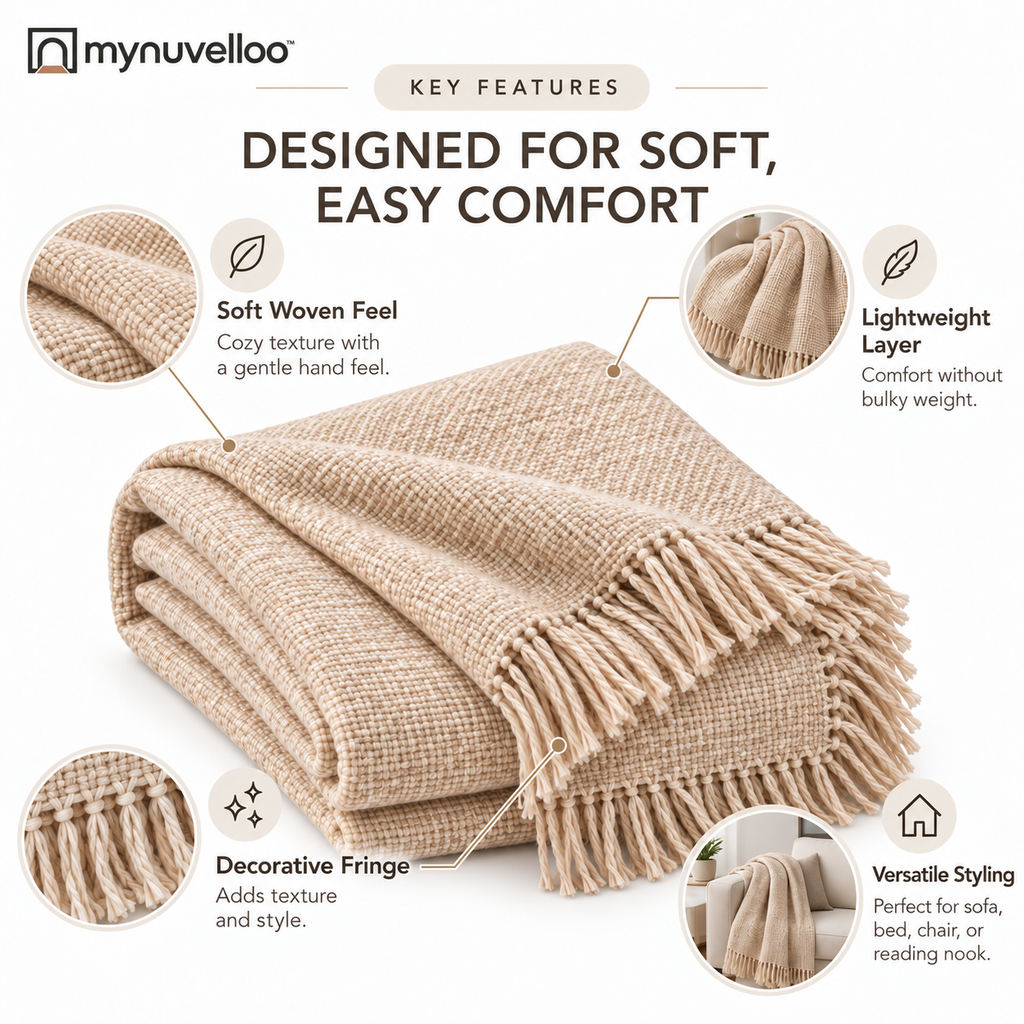 ☁️ Lightweight Throw Blanket – Cozy Layering All Year Long