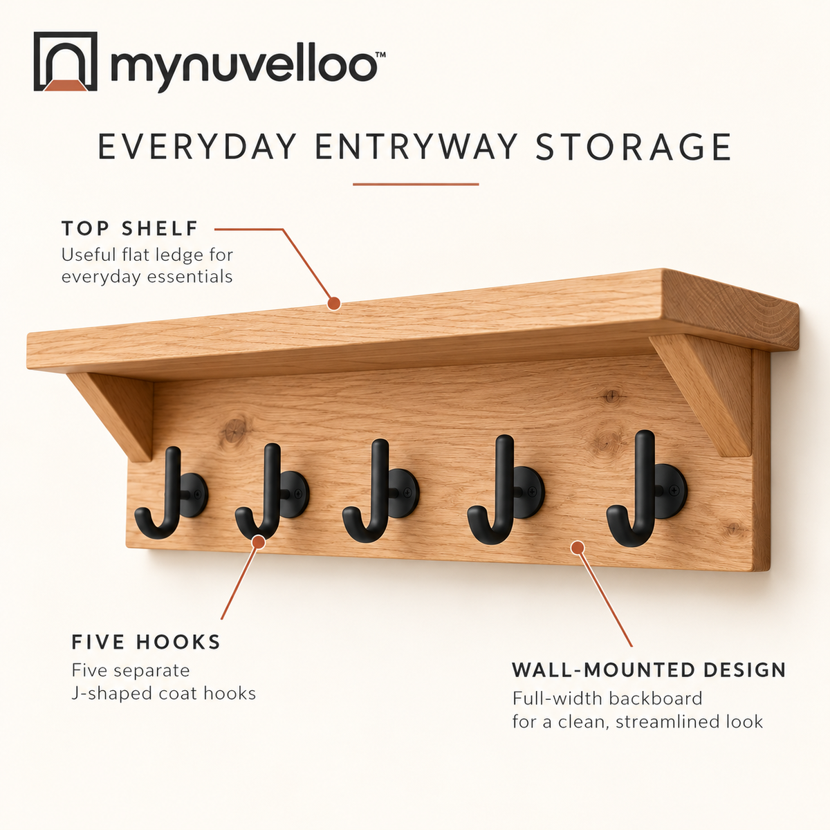 ✨ Wall-Mounted Entryway Shelf with Hooks – Your Drop Zone, Done Right
